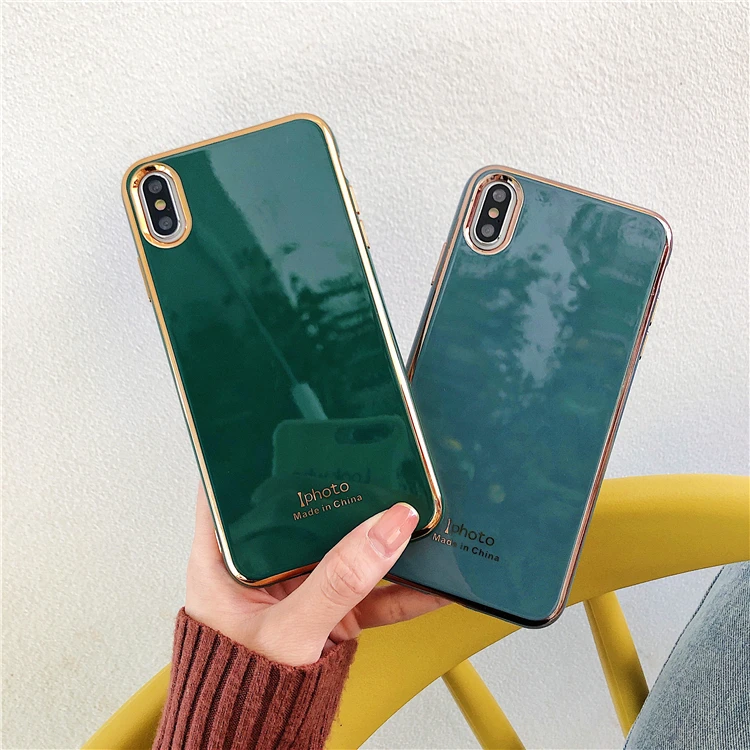 Funda para iphone x XR XSMAX de Color verde Jude dorado de lujo funda suave TPU Anti caída funda iPhone 6S 7 8 PLus Coque|Estuches para teléfono| - AliExpress