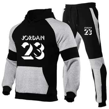 

2020 Winter Brand Clothing Men's Fashion Tracksuit Casual Sportsuit Hoodies Sweatshirts Sportswear Jodan 23 Coat+Pant Male Sets