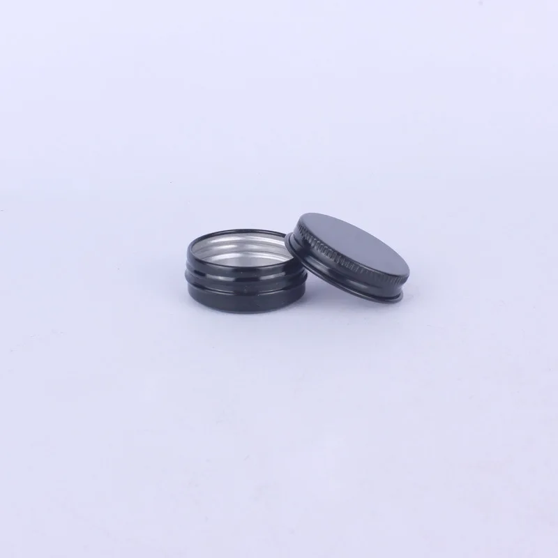 15g Black Color Metal Aluminum Cream Refillable Jar Tin with Screw Thread Cosmetic Lip Balm Mask Ointment Containers, 200pcs/lot