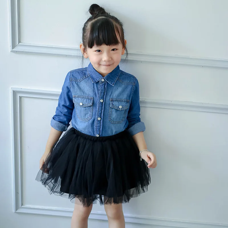 

Childrenswear Spring And Summer Long Sleeve Denim Shirt GIRL'S Denim Shirt Children Pure Cotton Shirt CHILDREN'S Shirt