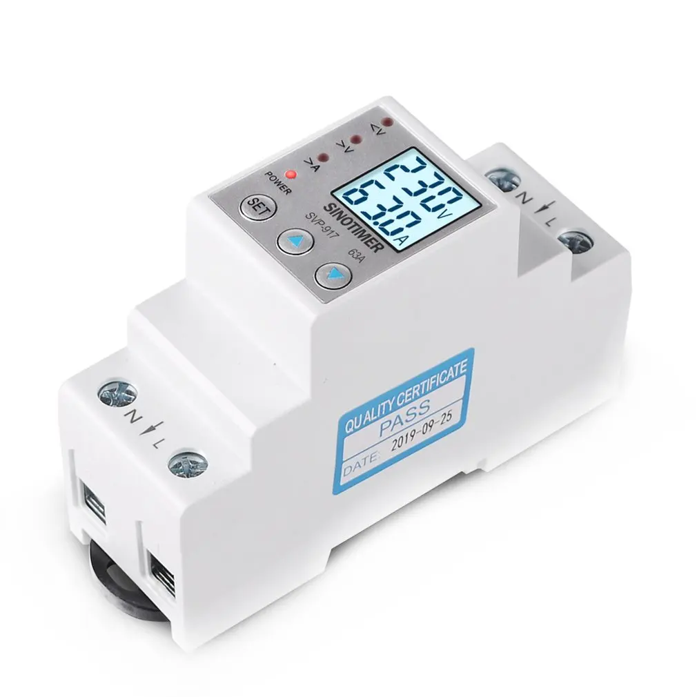 Sinotimer 63a 80a din-рейка регулируемое защитное устройство от перенапряжения предельная защита тока Вольтметр Амперметр кВтч