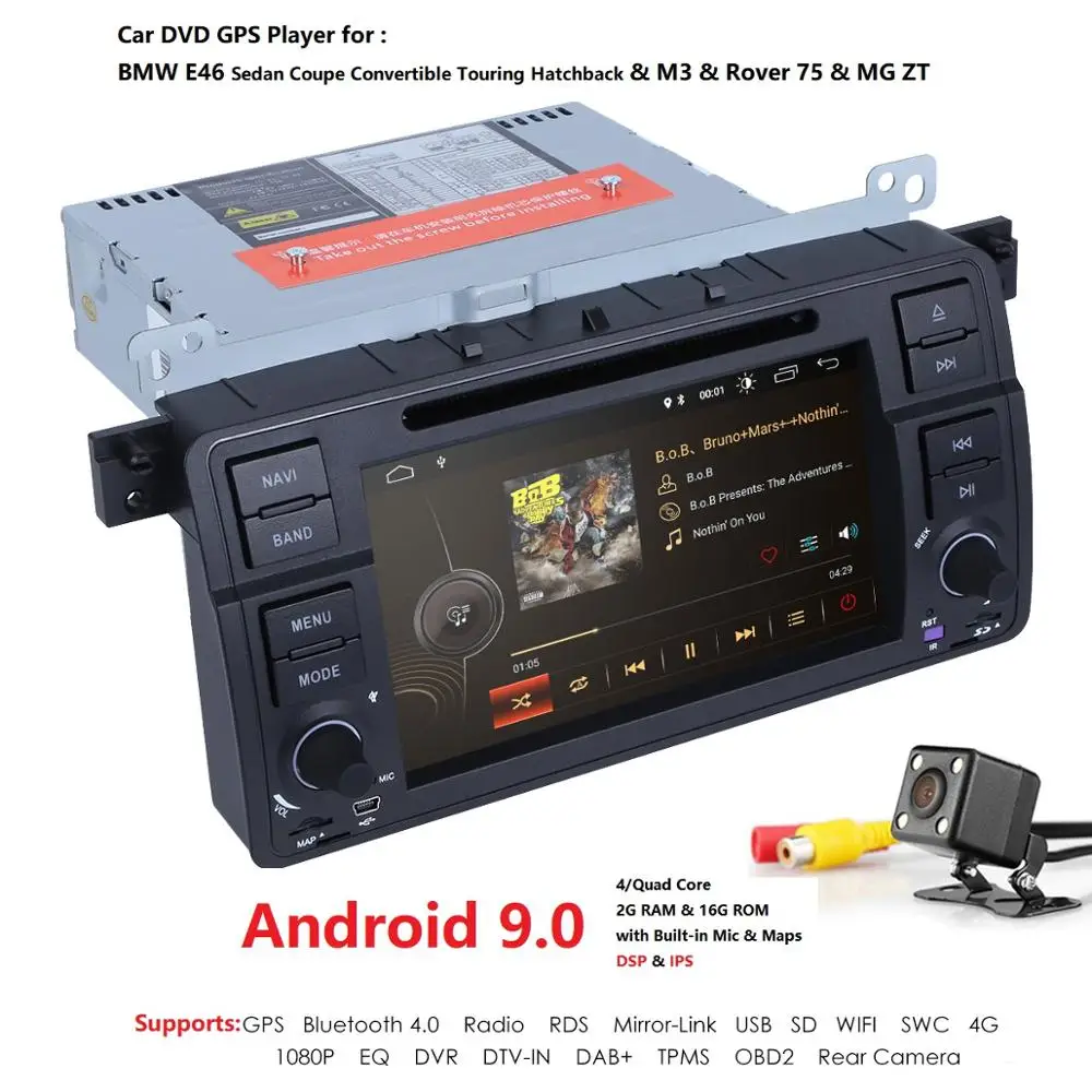 Excellent Ossuret Quad Core 2GRAM+16GROM 1 Din Car DVD Player for BMW E46 M3 With GPS Bluetooth WIFI RDS USB SteeringWheel Canbus DAB CAM 2