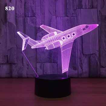 

3D LED Night light Cartoon Aircraft luminaria lampara 7 Color Change USB Creative Table lamp Smart home Gift​ present Acrylic