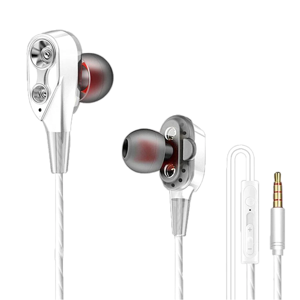 In-Ear Earbud Headphones Dual ynamic Driver Sound HiFi Bass Sports Earphones 3.5mm Plug Headset with Mic for Laptop Smartphones