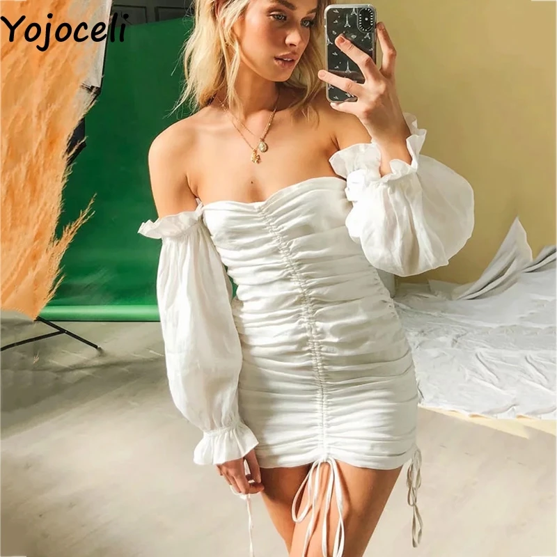 Женское короткое плиссированное платье Yojoceli повседневное облегающее вечернее