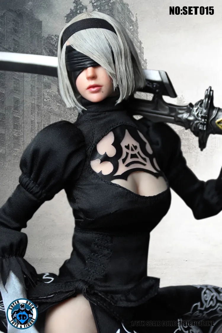 

Mnotht SUPER DUCK 1/6 SET015 NieR Automata 2B Female Action Figure with Removable Patch Head Sculpt Upgraded Toy