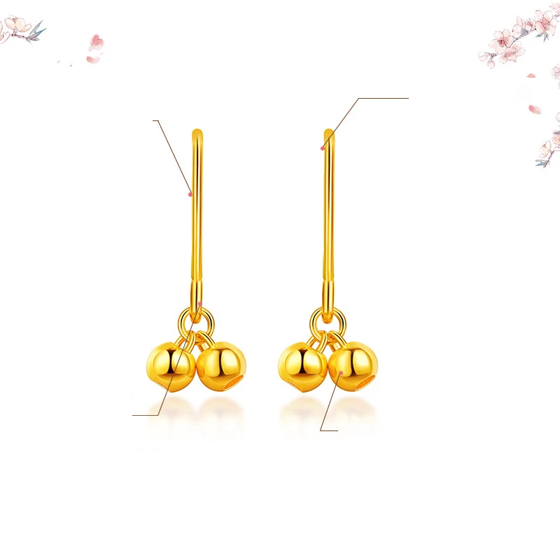 BTSS 24K чистое золото серьги Настоящее AU 999 твердые золотые хорошие полые шаровые