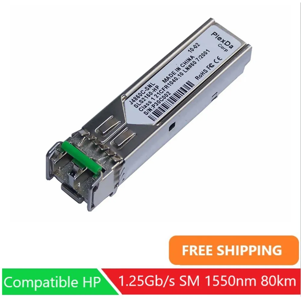 Plexda 1.25 Gb/S Smf 1550Nm 80Km J4860C Ricetrasmettitore Ottico In Fibra Sfp, Modulo Sfp 1000Base-Zx Per Hp Compatibile (J4860C-Snl)