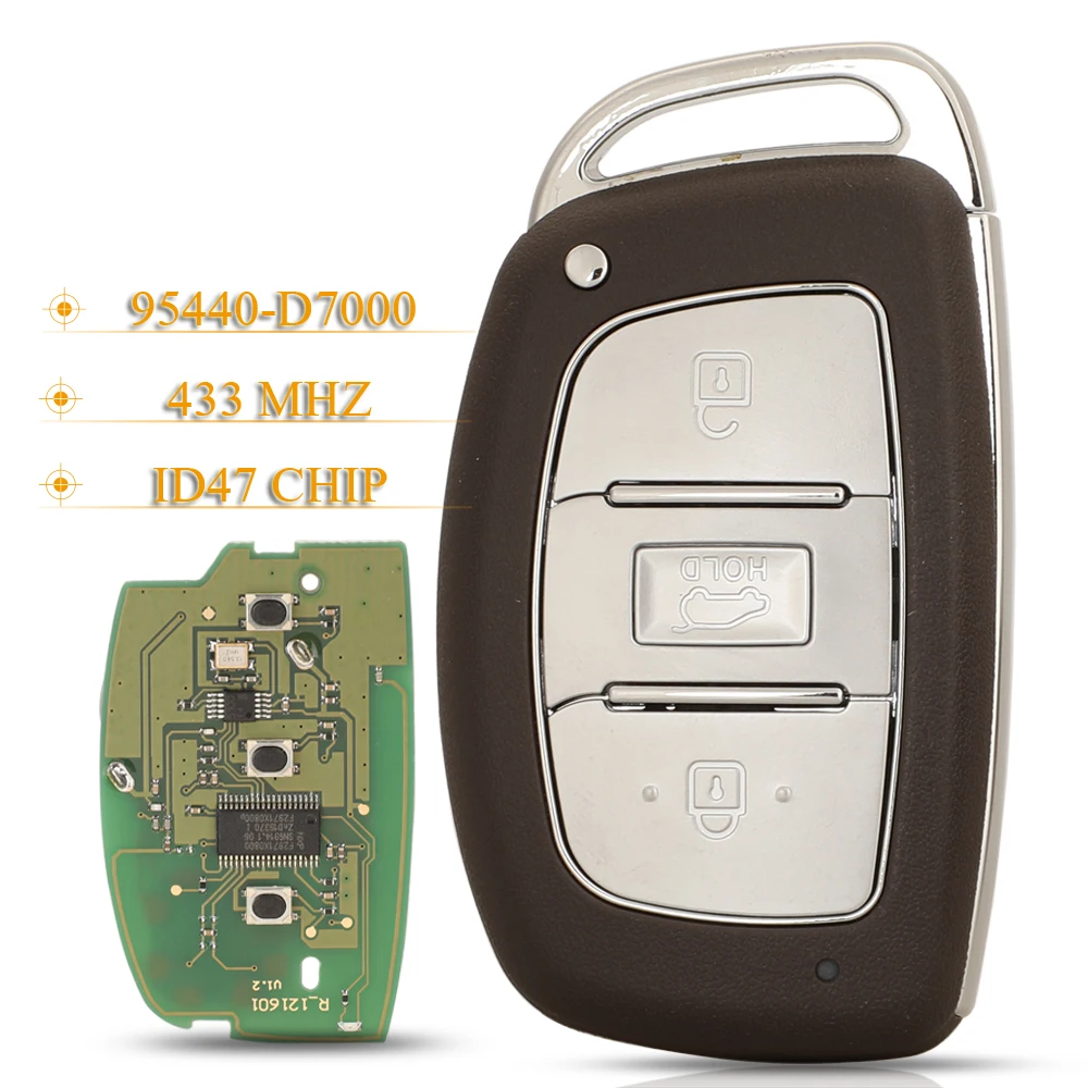 jingyuqin 3 Buttons Smart Remote Car Key Fob 433 MHz 95440-D7000 ID47 Chip  For Hyundai Tucson 2019