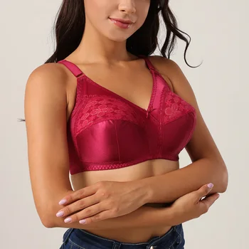 

Breathable Bra For Women Unlind Semi-lace Bralette Soft Wireless Underwear U-shaped Brassiere Size 38-48 B C D DD DDD E F Cup