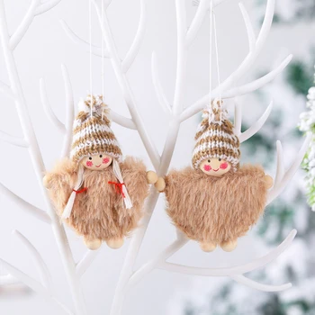 

2pcs A Pair 8.5*6.5cm Christmas Woolen Cap Boy And Girl Cloak Suit Doll Pendant Xmas Tree Hanging Party Supplies