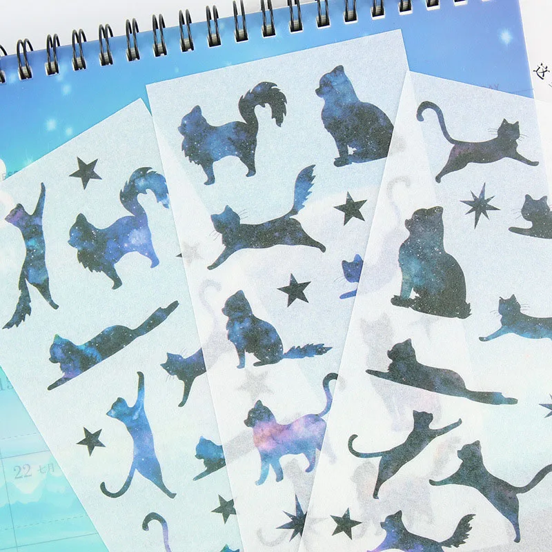 6 листов/упаковка милые наклейки для кошек Kawaii Бумага васи канцелярские наклейки для детей DIY дневник в стиле Скрапбукинг корейские принадлежности