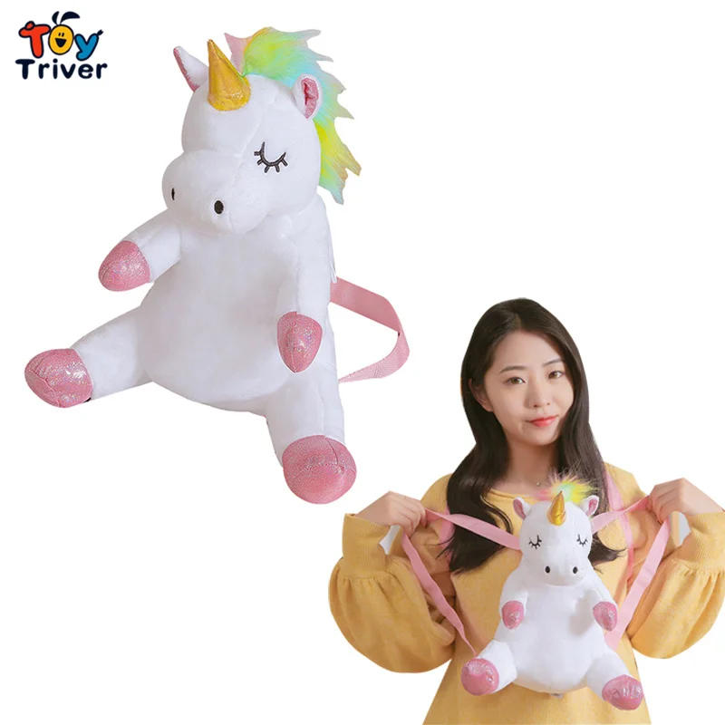 

Unicorn Horse Plush Toy Triver Backpack Stuffed Toys Kids Children Girl School Bag Girlfriend Birthday Gift Drop Shipping