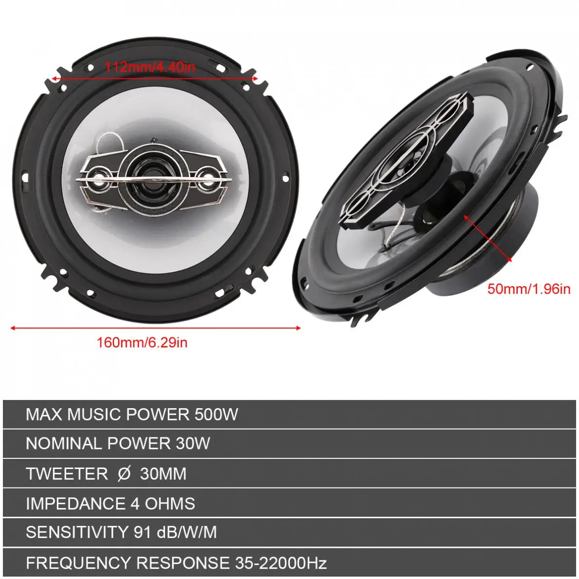 2pcs 6 Inch 500W 4 Way Car Coaxial Hifi Speakers Auto Music Stereo Full Range Frequency Speaker Non-destructive Installation