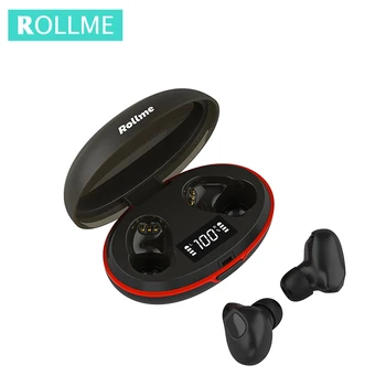 

TWS Earbuds Rollme T05 Bluetooth V5.0 Earphone Hifi Sound HD Stereo 300mA Charging box battery capacity USB Charging port