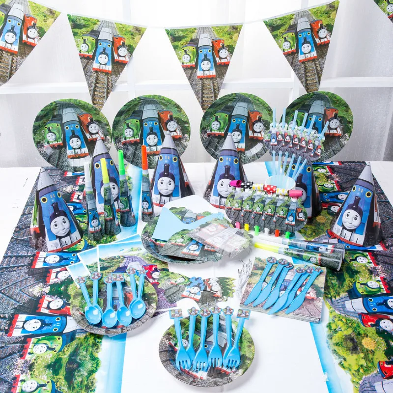 

Cartoon Train Birthday Party Theme Disposable Tableware/gift Bags/plates/Cup/Baby Kids Favorite Shower Decoration Supplies