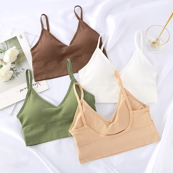 Women Tank Crop Top Seamless Underwear Female Crop Tops Sexy Lingerie Intimates Fashion With Removable Padded Camisole 1/2Pcs 1