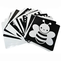 Nouvelles cartes noires et blanches 21x21cm pour bébés enfants d'âge préscolaire, carte éducative Double face pour formation visuelle, cartes d'animaux de 0 à 12 mois 