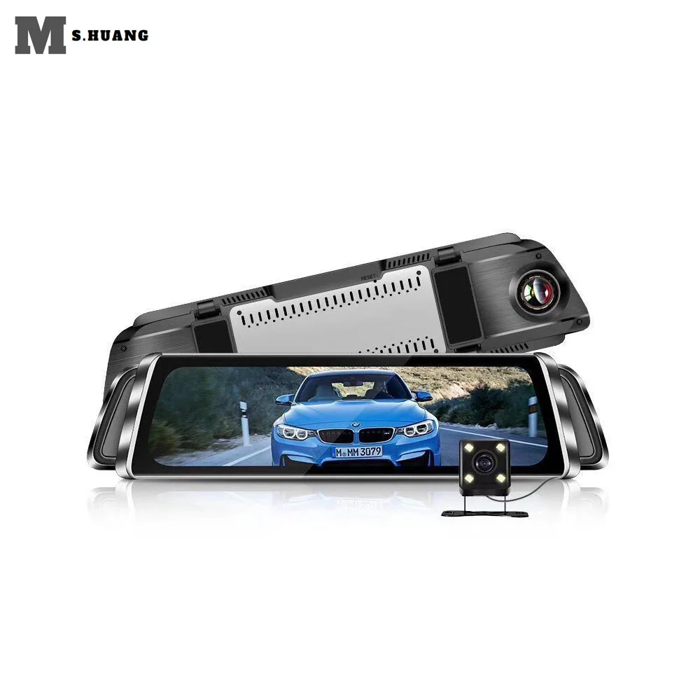 10 дюймов ips 2.5D Автомобильный видеорегистратор с сенсорным экраном зеркало поток зеркало заднего вида Dash камера Dash Cam двойная камера для автомобиля Full Hd привод рекордер