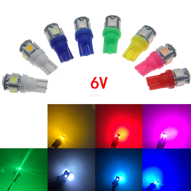 

100 шт. T10 5050 5 SMD 194 168 W5W 3V 6V 8VDC 5 светодиодный светильник лампы просвет клиновая лампа света автомобиля для укладки волос