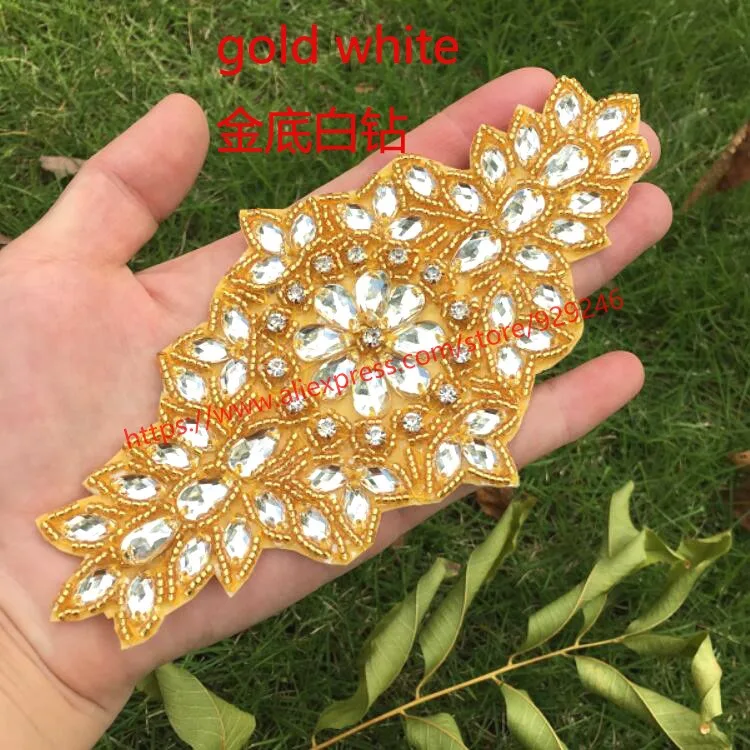 gold white Черный акриловый страз аппликация для платья декоративные мешки золотой белый Аппликация из бисера цветок для одежды и волос аксессуар - Цвет: gold white