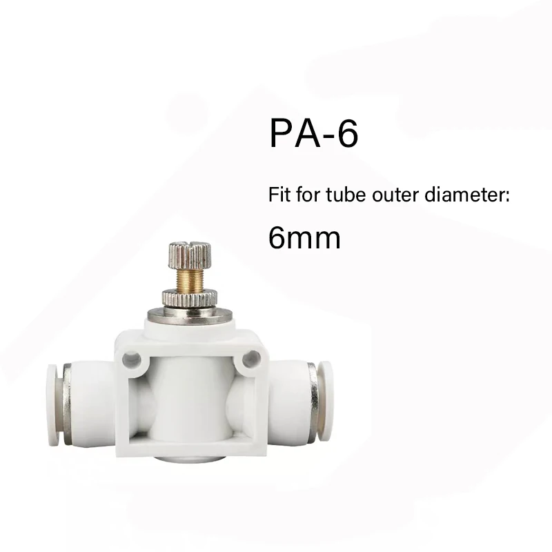 Пневматический Регулятор воздушного потока, 4 мм, 6 мм, 8 мм, 10 мм, 12 мм, OD, шланг, трубка, регулятор потока газа, клапан, соединитель, фитинг, контроль скорости воздуха, кран - Цвет: PA-6