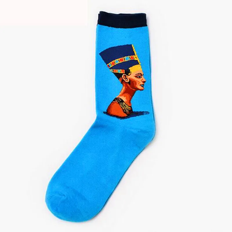 1 pair Hot Sale Classic Autumn Winter Retro Women Personality Art Van Gogh Mural World Famous Painting Female Sock Oil Socks