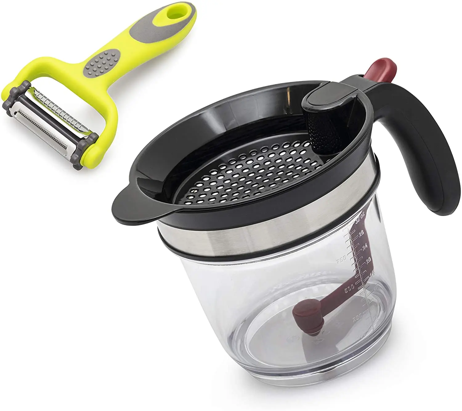 4-Cup Gravy Fat Separator 1L with Bottom Release - Gravy, Soup, Stock and  Oil Separator With Strainer Grease Separator Cup Skimmer For Cooking