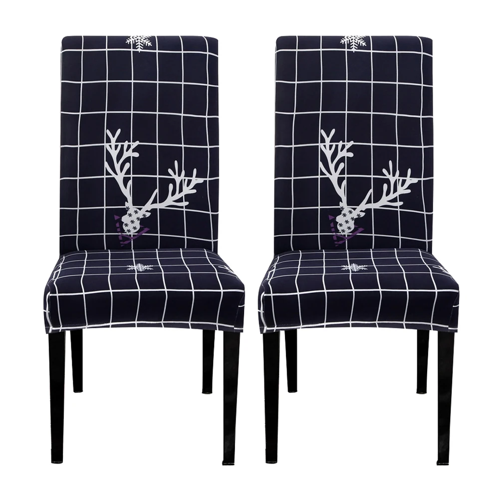 2pcs Принт лося эластичные чехлы на кресла Slipcover современный чехол для сидений на кухне чехлы на кресла стрейч для банкета обеденного стула чехлы - Цвет: 2pcs