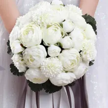 Молочный Свадебный букет невесты, ручной связанный цветок, украшение для праздника, вечеринок, Европейский шезлонг, розы, свадебные фальшивые цветы