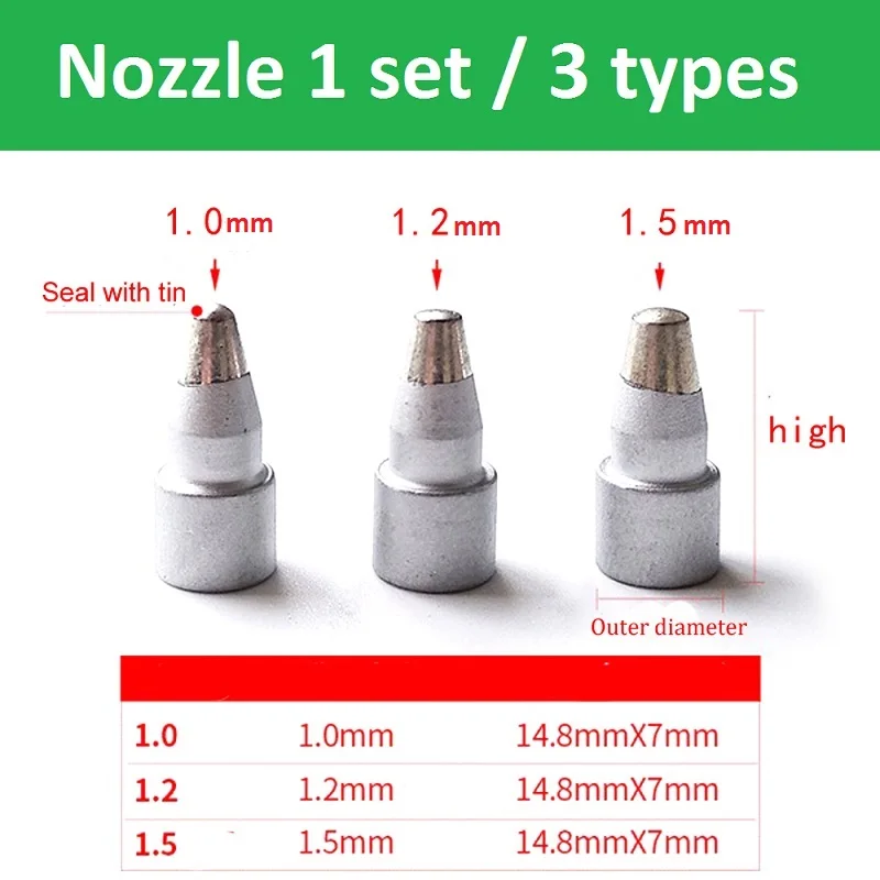 Nozzle 1 set Pro'sKit SS-331H Электропаяльник станция оловянный пистолет всасывающий оловянный насос аксессуары фильтр для трубы нагреватель для сопел щетка для валяния пружина - Цвет: Nozzle 1 set