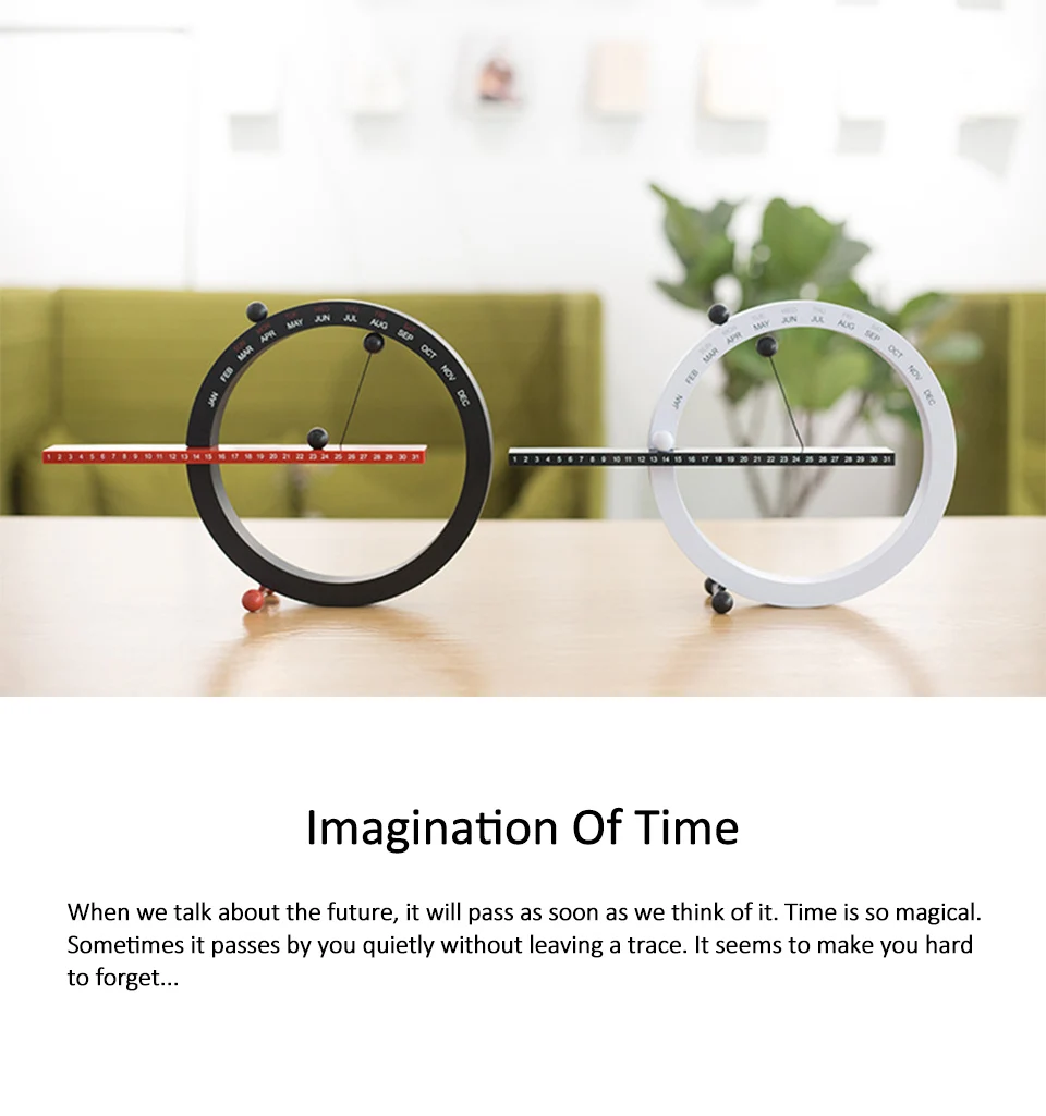 Creative Magnetic Ball Clock Perpetual Wall Calender description image