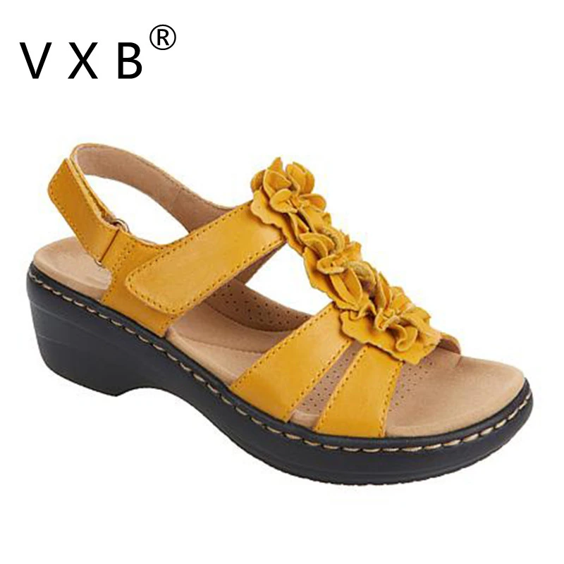 Summer New Women Sandals Fashion Ladies Solid Color Peep Toe Hook Loop Wedge Flower Shoes Outdoor Casual Comfy Female Footwear