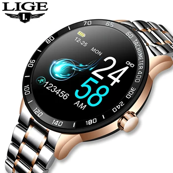 

LIGE 2020 New Smart Watch Men Fitness Tracker IP67 Waterproof Heart Rate Sphygmomanometer for Android ios Sport smartwatch + Box