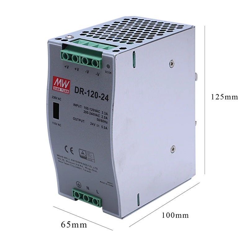 DR-120-24 120 Вт промышленный рельсовый источник питания 24V5A импульсный источник питания рельсовый монтаж импульсный источник питания