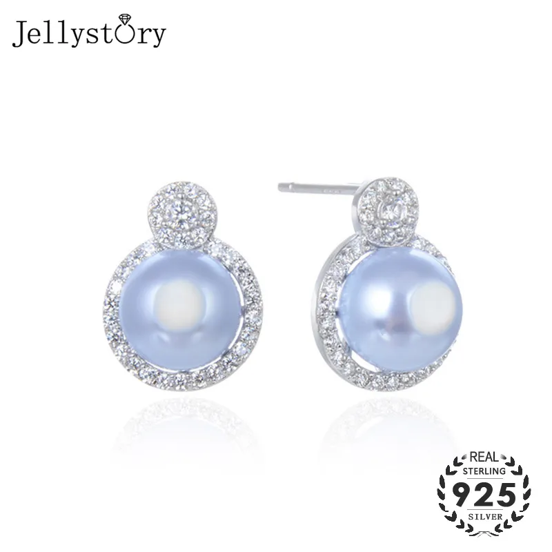 Jellystory модные пресноводные жемчужные серьги 925 серебро с цирконием гвоздики