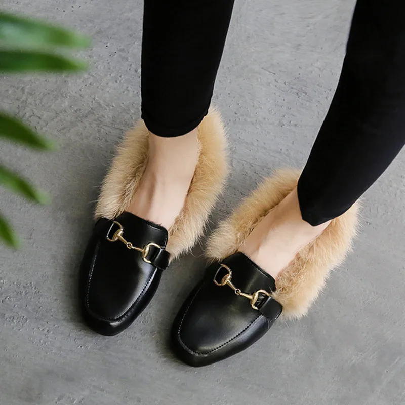 Осень-зима 2019 новая женская обувь Хлопковая большого размера из шерсти и флиса |