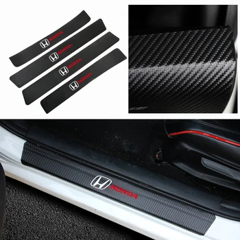 

4PCS Car Door Threshold Plate Anti-Scratch Carbon Fiber Sticker For Honda City Odyssey CRV HRV Legend Jazz RR VTi Si Accessories
