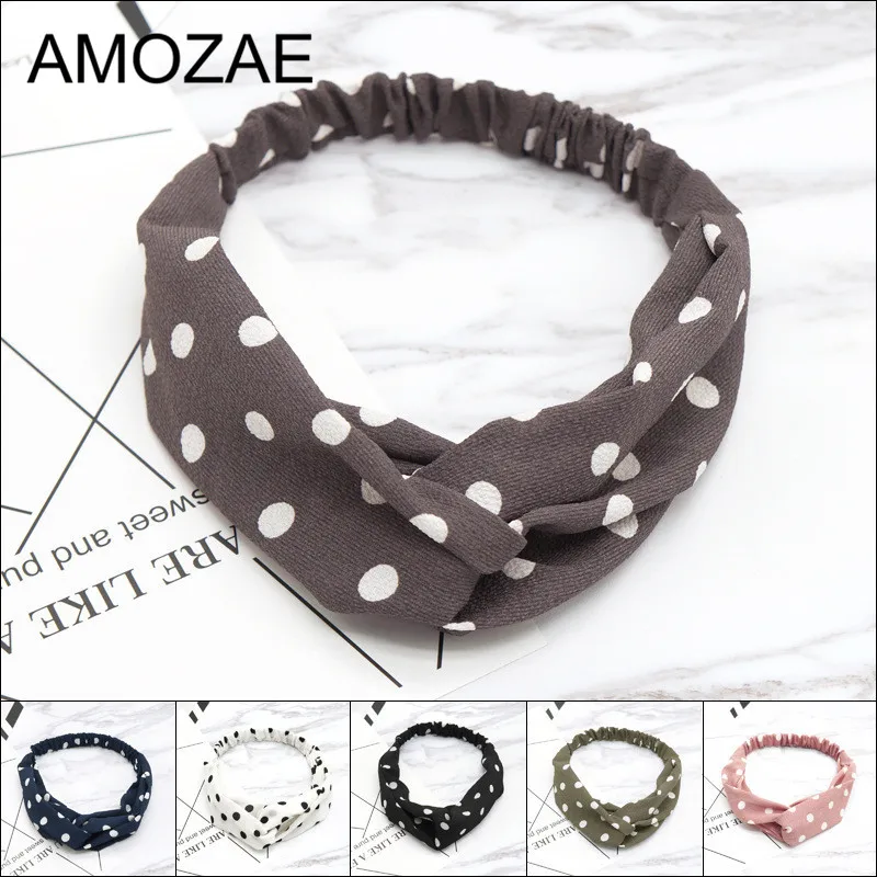 New Women Hairband Dot Soft Wide Elastic Stretch Running Yoga Turban Head Wrap Scarf Hair Accessories Bandage Hairband
