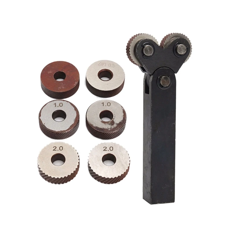 

7pcs Knurling Tool 0.5 1 2mm Diagonal Dual Wheel Linear Knurl Set Lathe Machine