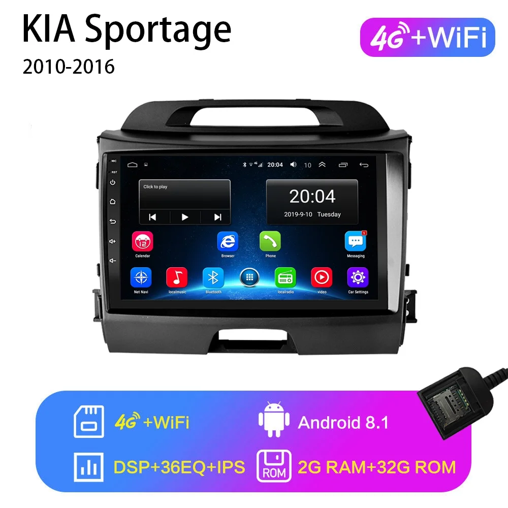 2G+ 32G " 2din Android 8,1 GO автомобильный dvd-плеер для KIA Sportage 3 4 2010 2011 2012 2013- автомобильный Радио gps навигация wifi плеер - Цвет: 4G-WIFI 2G-32G