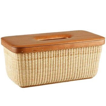 

Rattan Tissue Holders Modern Square Paper Facial Tissue Box Extraction Paper Rectangular Holder for Storage On Bathroom Vanity C