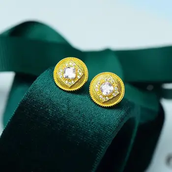 

Round Brilliant Cut Diamond Test Past VVS1 0.33 carat D Color Moissanite Earrings 18K Yellow Gold Plated Gemstone Stud Earrings