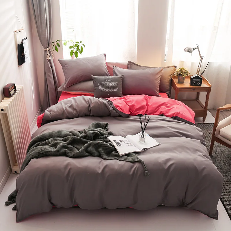 grey pink red Набор постельного белья для детей, набор постельного белья из хлопка и полиэстера, роскошный комплект постельного белья, пододеяльник, наволочки - Цвет: grey pink red
