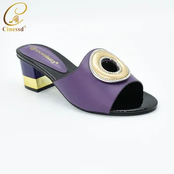 

New Arrival Purple Color 2020 Nigerian Women Wedding Shoes Decorated with Rhinestone Ladies Sandals with Heels