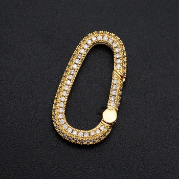 

2pcs/lot 14x25mm Oval CZ Snap Hook Lock diy Jewelry Clasp Wholesale Fashion Jewellery Locks Factory Sale Necklace Making Locks