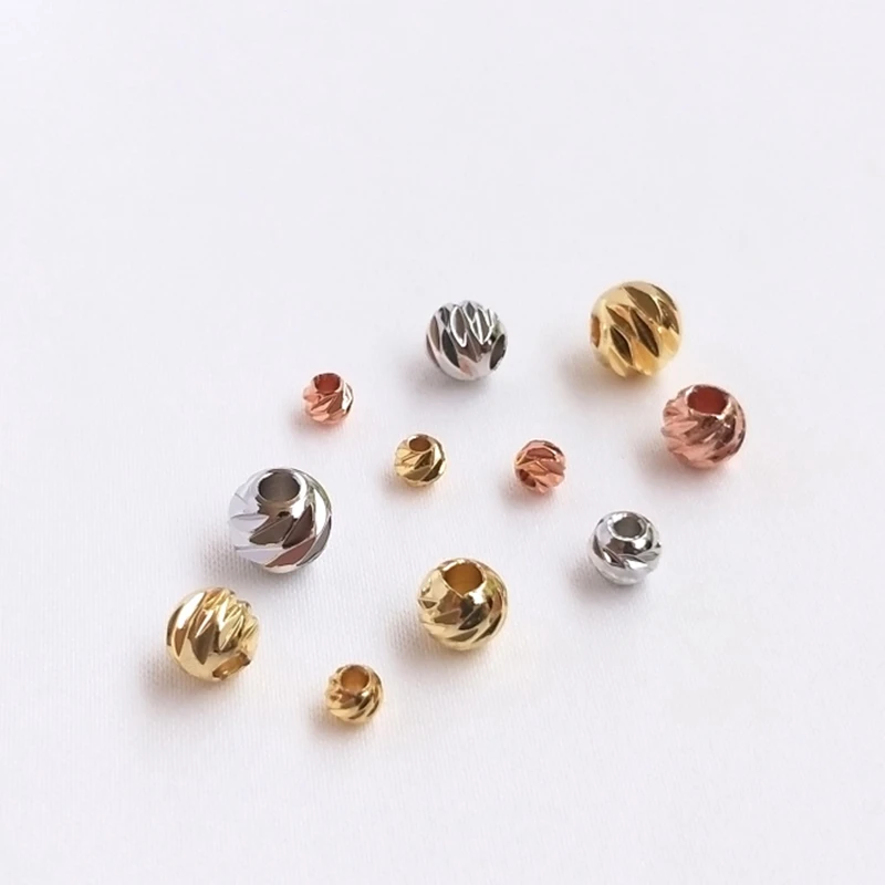 

Plated True Gold Flower Pattern Round Spacer Loose Beads DIY Jewellery Findings Jewelry Making Accessories