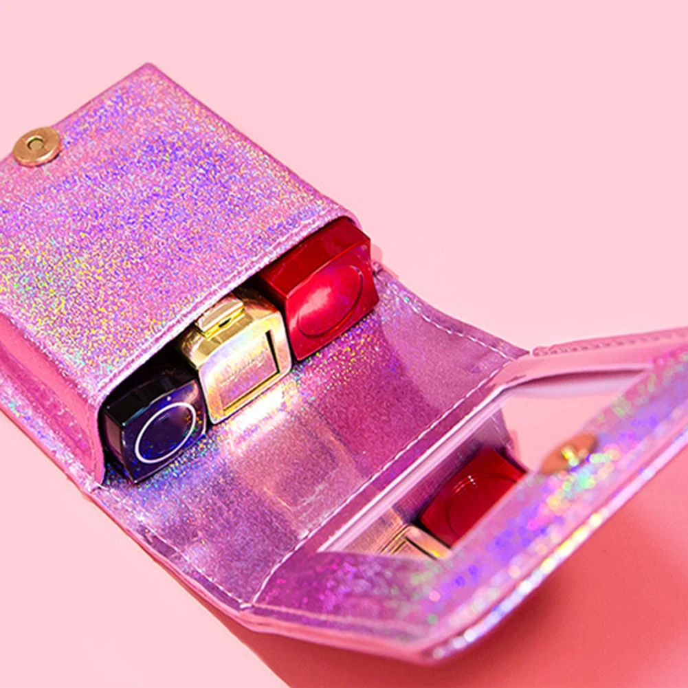 Женский милый зеркальный рисунок мини помады чехол косметичка