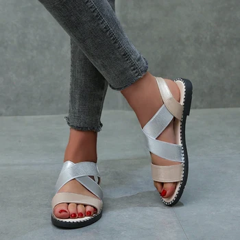 

IN 2020 Women Sandals Flip Flops Flats 2019 New Summer Fashion Wedges Shoes Woman Slides Buckle Lady Casual Female Plus