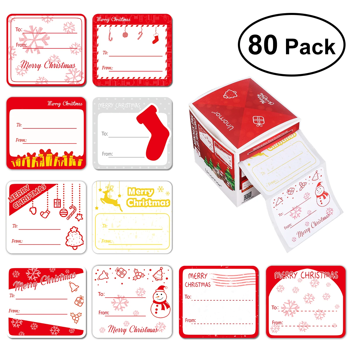 

80pcs Christmas Gift Tags Lots Merry Christmas Tags Stickers Adhesive Kraft Gift Paper Tag Label Holiday Decals Labels Xmas